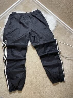 Vintage Y2K Adidas 3 Stripe Black Track Pants Athletic Adult Size Large